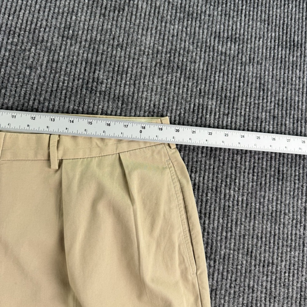 Vintage Polo Ralph Lauren Pants Men 40x30 Beige Cotton Pleated Wide Leg Preppy - Picture 2 of 10